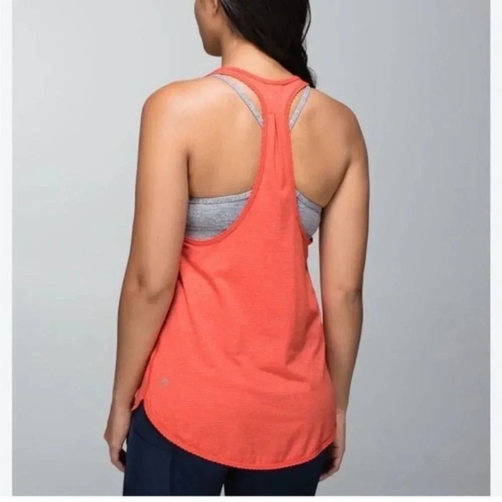 SKU 2 Lululemon 105 F Singlet Heathered Flaming Tomato Orange Red Fits Size 6